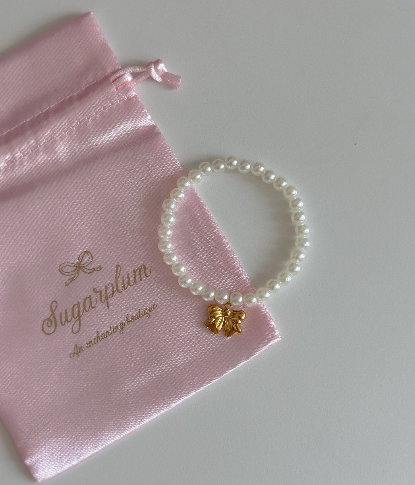 Golden Bow Pearl Bracelet