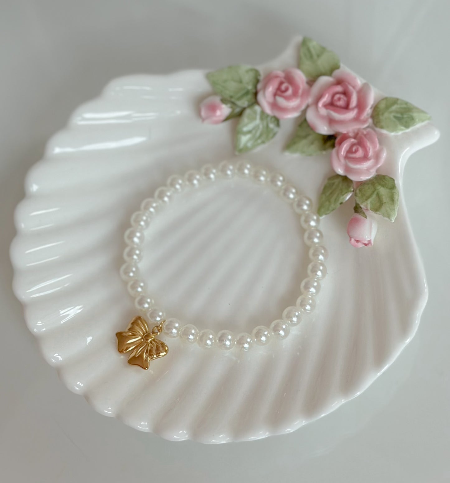 Golden Bow Pearl Bracelet