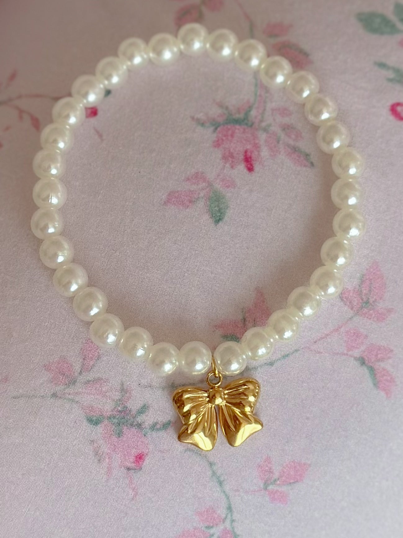 Golden Bow Pearl Bracelet